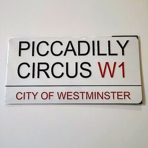 Piccadilly Circus City of Westminster Wall Sign - White and Red NIB